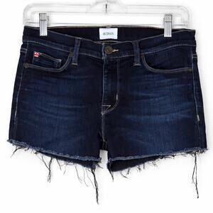 Hudson Nico Mid Rise Cutoff Shorts Size 28 | Dark Wash Stretch Denim Frayed Hem